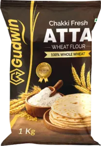 Gudwin Atta 1 kg wheat flour packaging designed by Axis Media