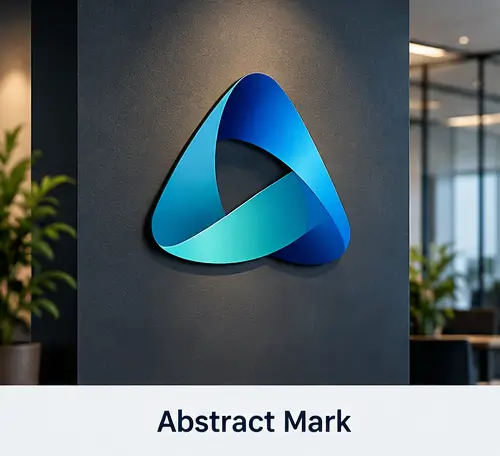 Abstract mark logo example using a distinctive geometric symbol