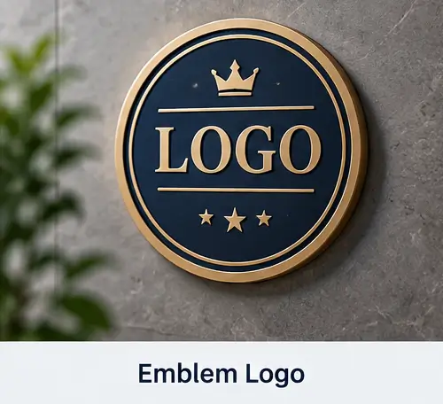 Emblem logo example with the name LOGO inside a badge-style design
