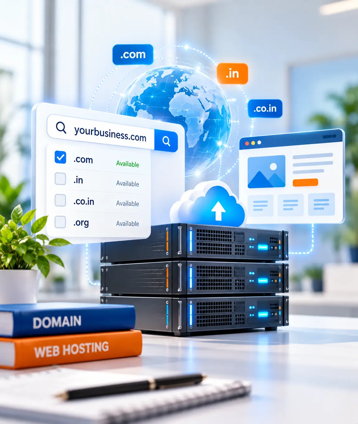 Domain and web hosting support with server, domain and website setup